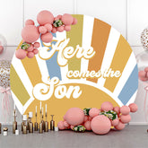 Lofaris Sun Here Comes The Son Round Baby Shower Backdrop